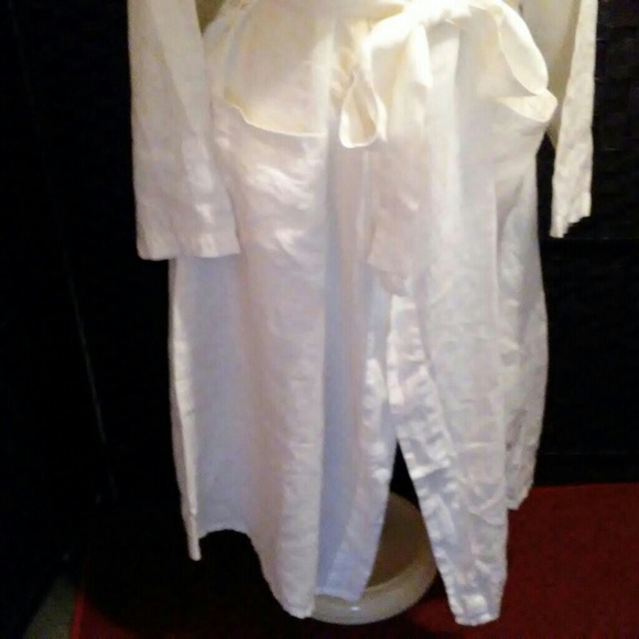 FLAX Linen the Wrapper Underflax Robe White Medium - Picture 6 of 8